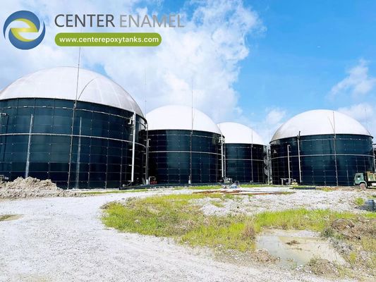 Durable And Airtight Double Membrane Roofs For Glass Fused To Steel Anaerobic Digestion Tanks