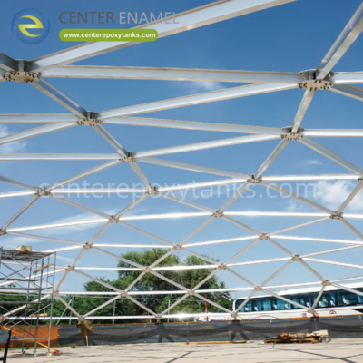 Aluminum Dome Roof for Dry Bulk Storage Tanks: Provides a lightweight, weatherproof seal