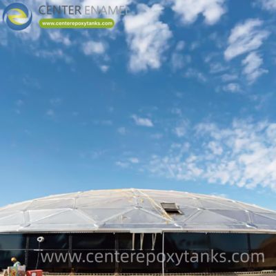 Aluminum Geodesic Dome for Raw Water Tank: Protects the Untreated Water Supply from Wind, Debris, and Excessive Sunlight