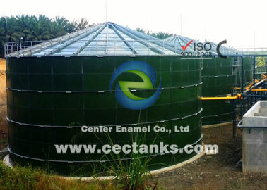Dark Green Glass Fused Steel Tanks For Biogas Digester , CSTR , AF With Biogas Holder Storage Double Membrane System